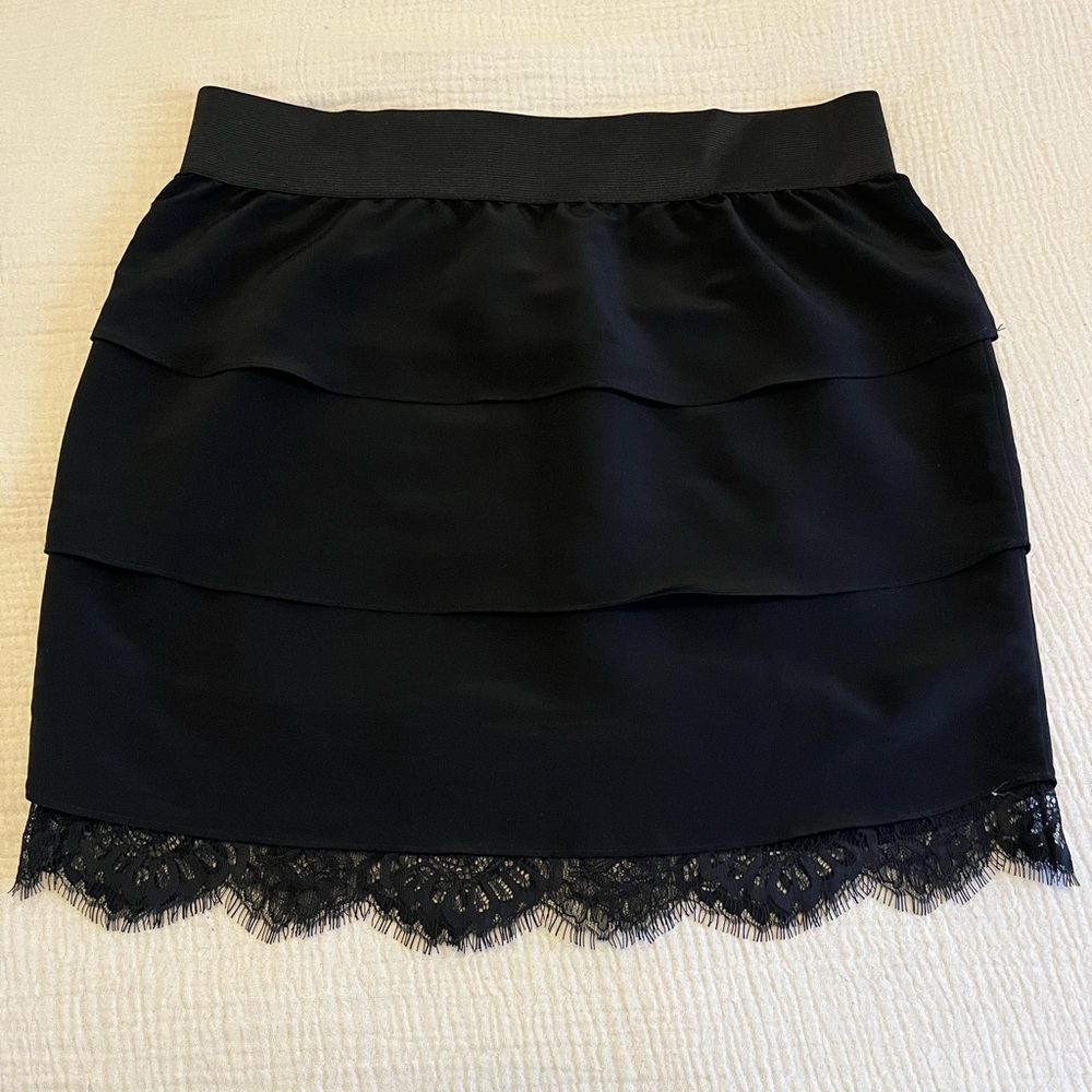 Aritzia: Central Park West - Black Mini Skirt with Lace - Size S